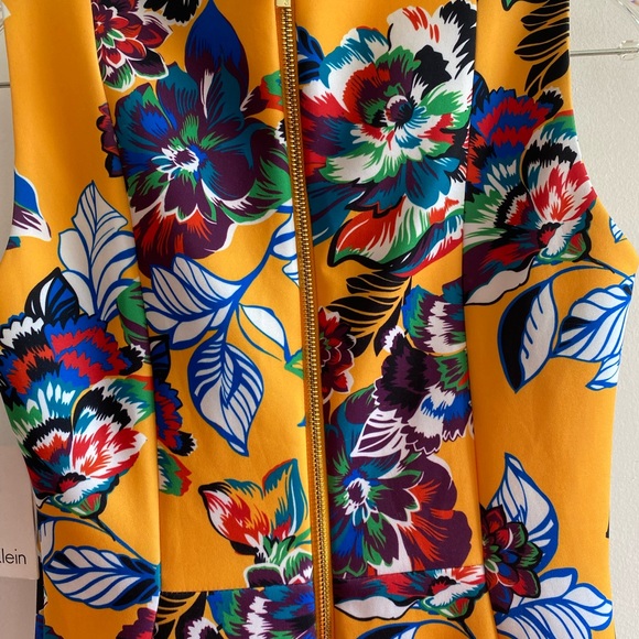 NWT Calvin Klein Mermaid Style Midi Yellow and Floral Design Dress Size 2 - Picture 11 of 11